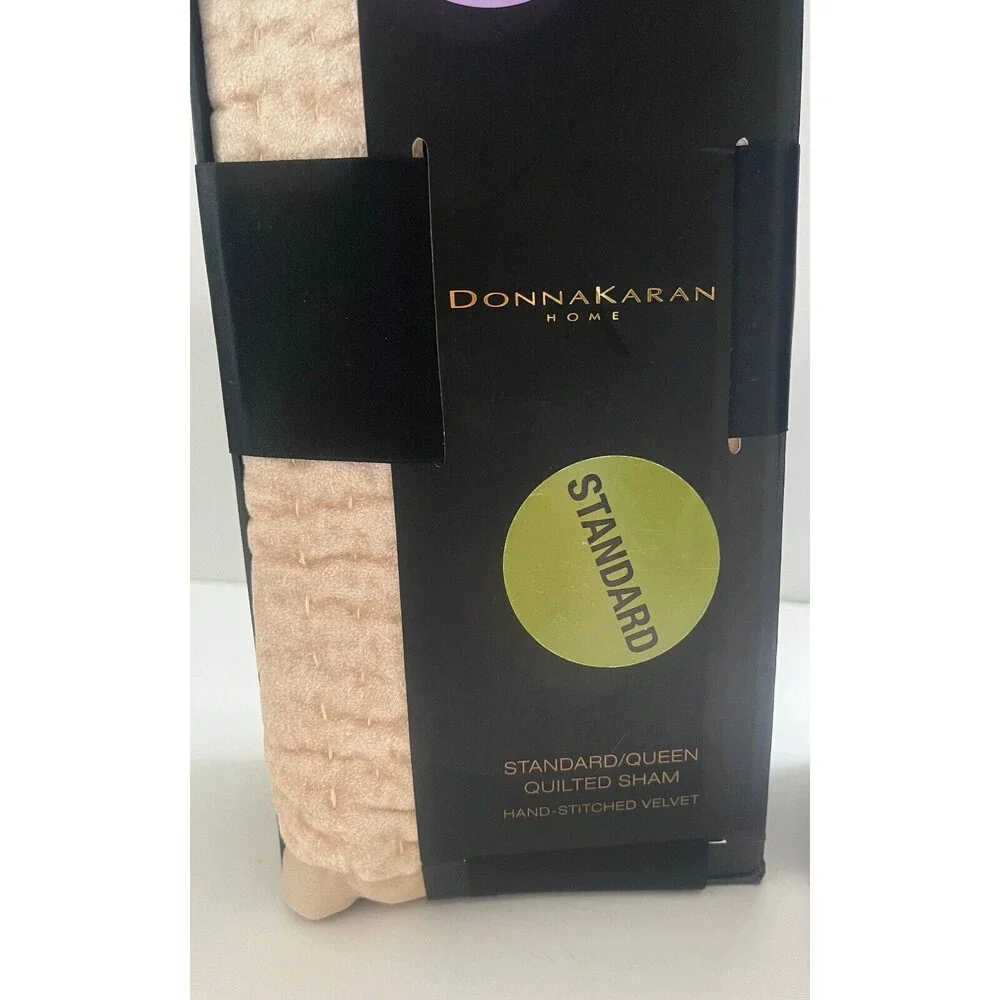 Donna Karan Pillow Sham Queen Standard Channel Quilted Single Gold Velvet